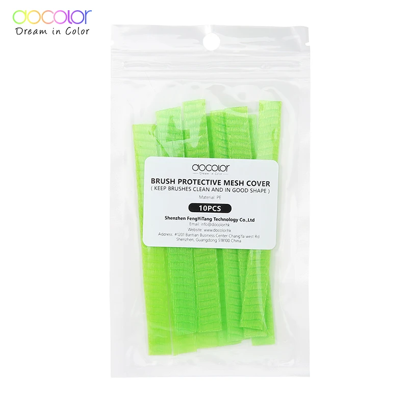 10pcs Green Docolor 10/20 штук кисти для макияжа сетевой протектор Защитная Эластичная сеточная подкладка; Красота Косметическая Кисть для макияжа чехол оболочка чистая без щетки - Handle Color: 10pcs Green