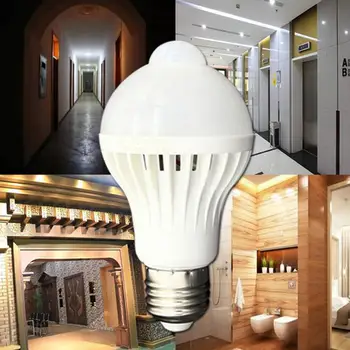 

85-265V 5W 7W 9W PIR Motion Sensor Light E27 Motion Detector LED Bulb Lamp Stair Hallway Pathway Corridor Night Lighting IP44