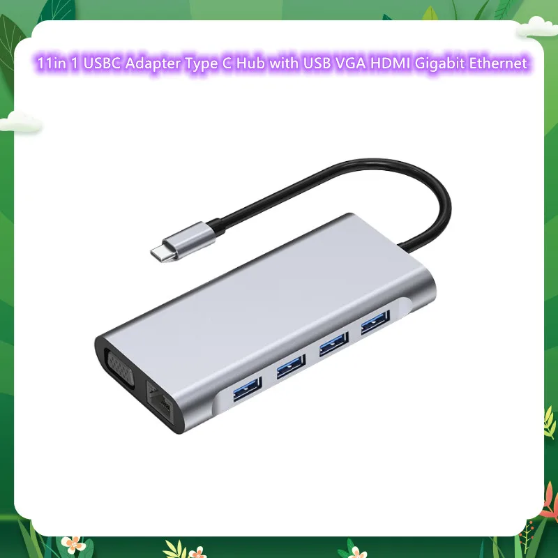 

11 in 1 USBC Adapter Type C USB c Hub with USB3.0 extension HDMI-compatible vga Gigabit cable Ethernet