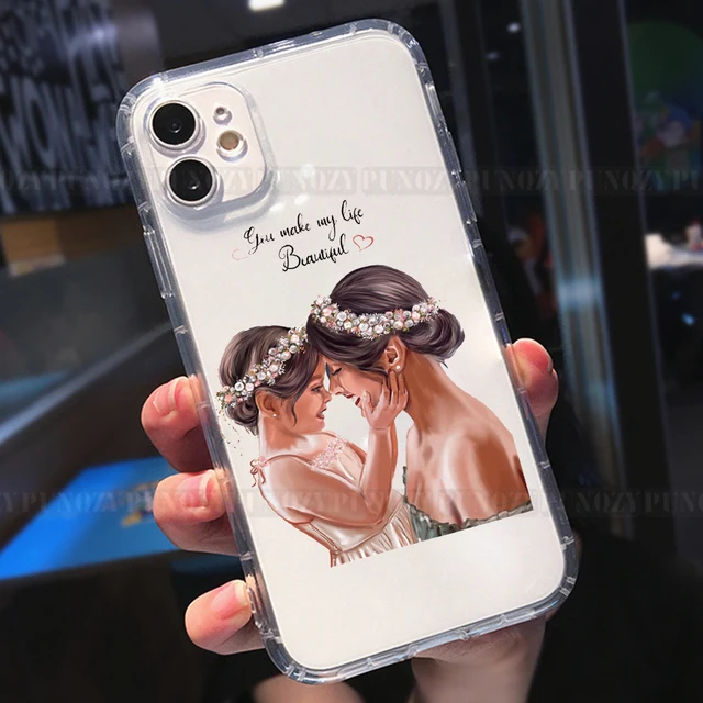Cute girl Super MoM Baby Phone Case For iPhone 12 PRO 13 pro max XR 11 PRO MAX 8 7 6 plus XS MAX Father's Day Love Soft TPU Case w2031