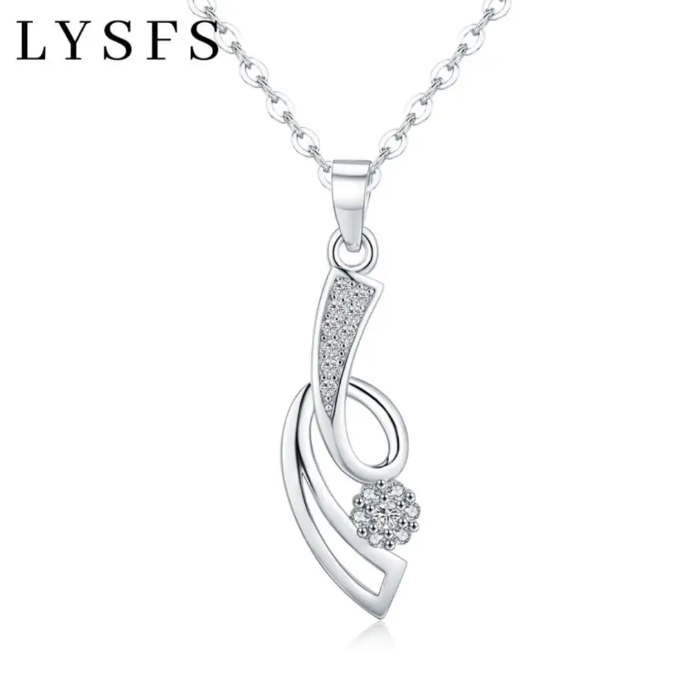 

LYSFS Trendy Elegant AAA zircon 925 Sterling Silver Natural Pendant Necklace Fine Jewelry for Women