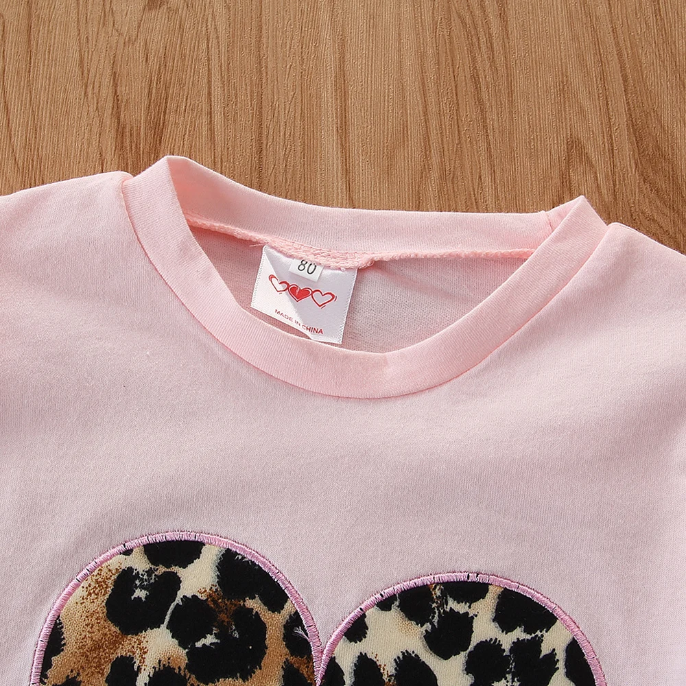 Leopard print Baby Girls Outfits Kids Clothes For Girl 4 Years Pink Ruffle Tops+Trousers+Headband Autumn Toddler Clothing D30