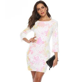 

African Dresses For Women 2020 Sexy Club Plus Size Dinner Party Autumn Sequins Dresses Elegant African Female Fashion Chic Dress