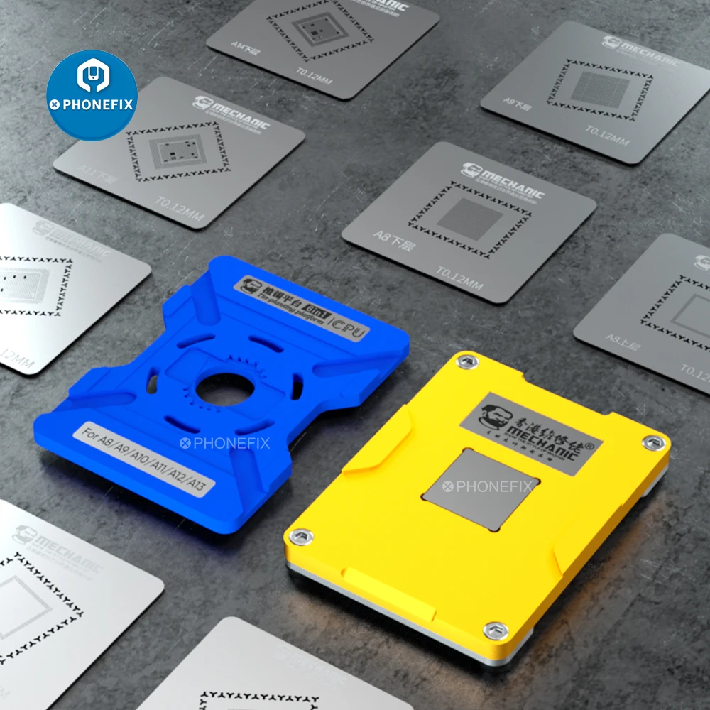 Mechanic ICPU for IPhone CPU A8 A9 A10 A11 A12 A13 A14 Upper Lower Plant Tin Steel Mesh BGA Soldering Reballing Stencil Template |