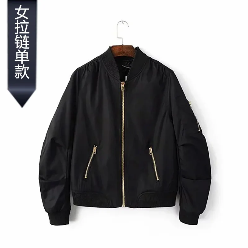 

Europe And America Spring And Autumn Pilots Zipper Jacket Women's 2018 Autumn New Style Stand Collar Baseball Cropped Jacket