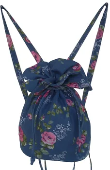 

Women's Canvas Floral Pattern Lightweight Large Capacity Drawstring Pouch Bag Backpack