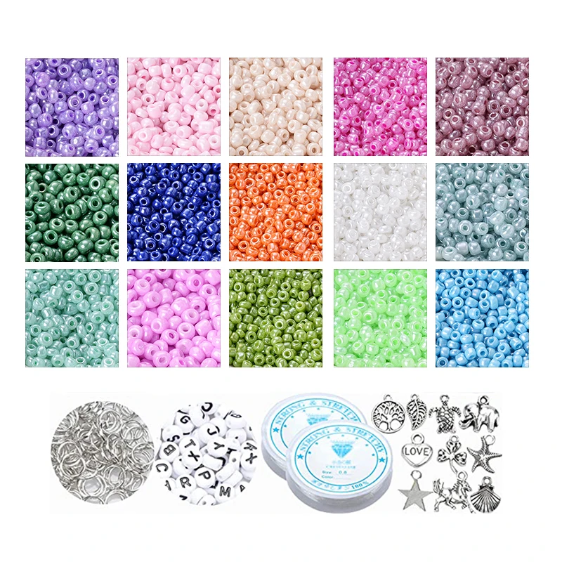 

2/3mm Czech Crystal Charm Beads Set Small Glass Seed Bead Box For DIY Bracelet Necklace Jewelry Making Accessories Findings