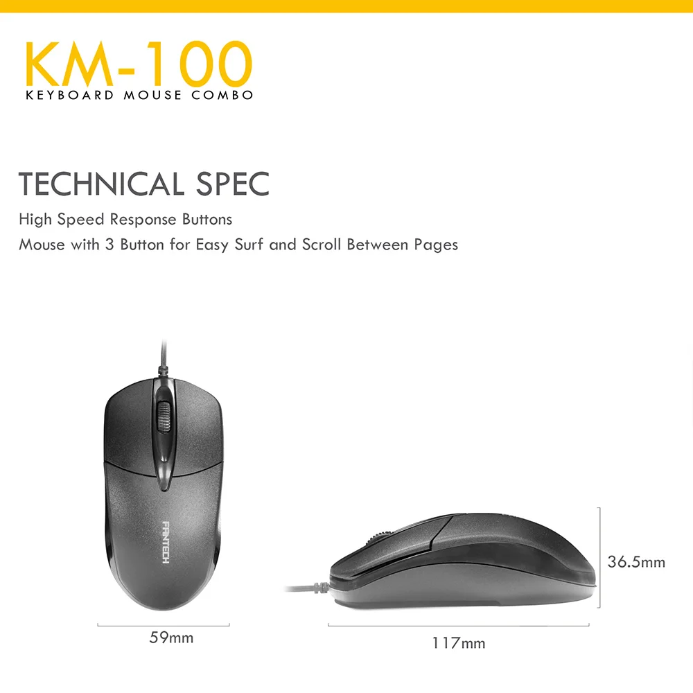 Fantech KM100 USB Keyboard Mouse Combo Black 8