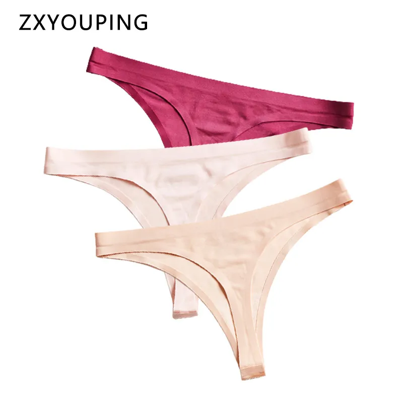 ZXYOUPING Ice Silk T Back Panty For Women Low Waist Seamless Underwear S-XL