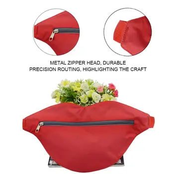 

Portable Waterproof Phone Bag Lip Shape Casual Belt Waist Bag Pouch Zipper Fanny Sports Running Pack