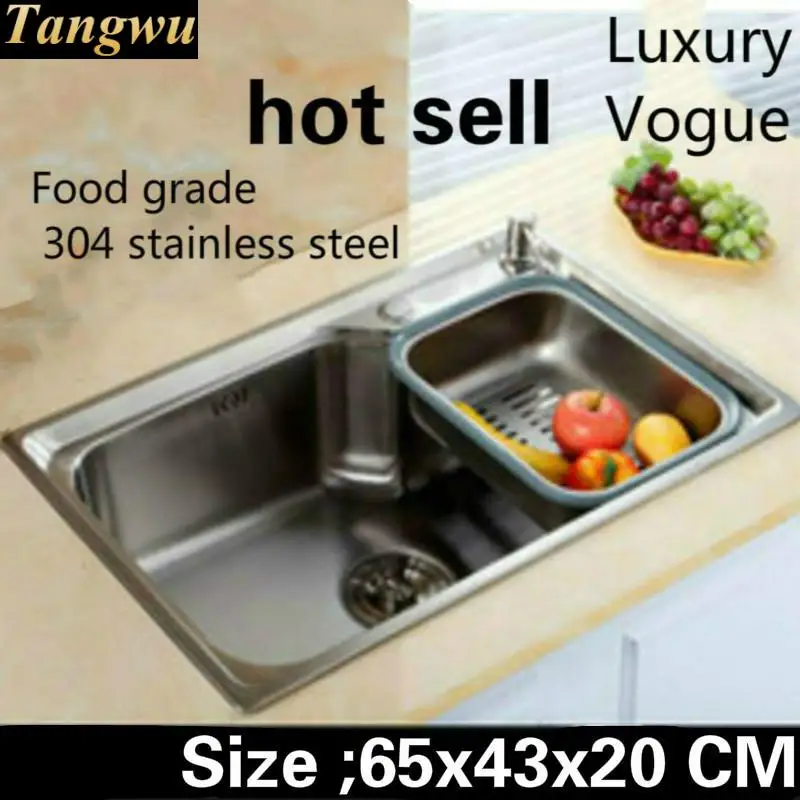 Tangwu 高品質キッチン食品グレード 304 ステンレス鋼シンク大シングルスロット 65 × 43 × 20 センチメートル
