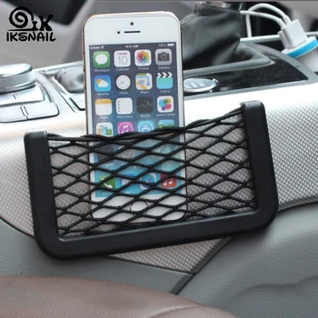 

IKSNAIL Universal Car Storage Mesh Car Dashboard Storage Net Bag Phone Holder Organizer Sticker Pocket Cage Auto Accessories