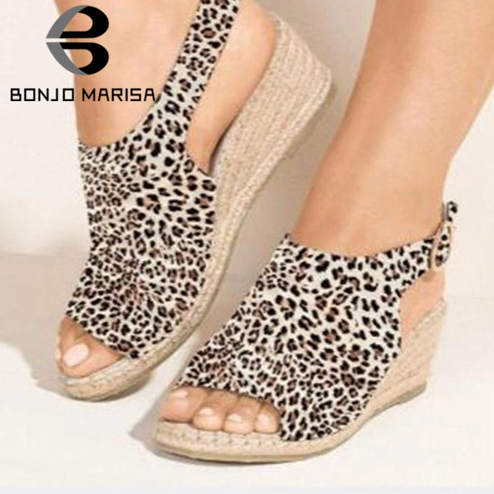 leopard print wedges platform sandals