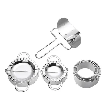 

6pcs Stainless Steel Dumpling Maker Set Dumpling Skin Press Mold + Cutter Set For Dough Presser Wraper Easy Kitchen Gadget