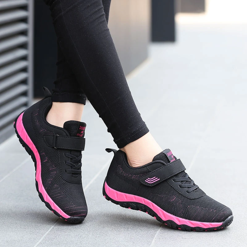 

Flywire Running Shoes For Women Hook Look Casual Sneakers Black Ladies Basket Trainers Walking Jogging Footwear Non Slip Damping