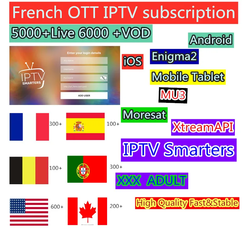 Французский Отт IP tv подписка Европа IP tv Франция Португалия IP tv Испания арабский скандинавский Германия взрослый xxx m3u android smart tv