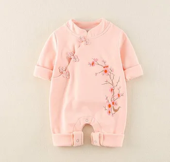 

Chinese style newborn clothes girl long sleeve cotton baby climbing clothes