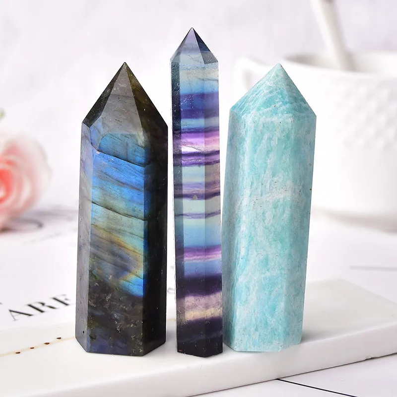 1PC Natural Stones Crystal Point 36 Color Tower Amethyst Rose Quartz Healing Stone Energy Ore Mineral Obelisk Home Ornaments