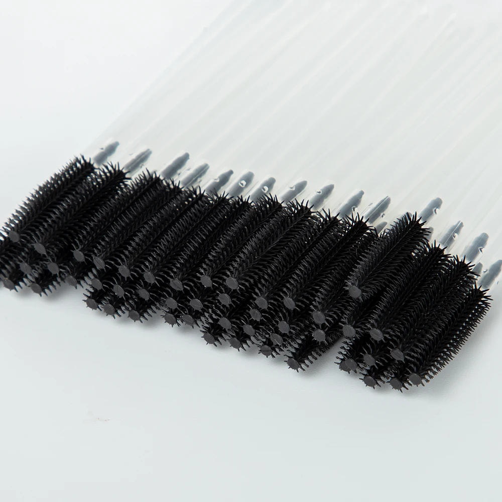 100pcs Makeup Eyelashes Brushes Silicone Disposable Mascara Brush For Eyelash Extension Mascara Applicator Wands Make Up Tools - Handle Color: Black