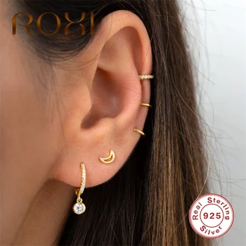 

ROXI Simple Round Circle Crystal Hoop Earrings Gold Silver Pendientes 925 Sterling Silver Chic AAAAA Zircon Stone Women Earrings