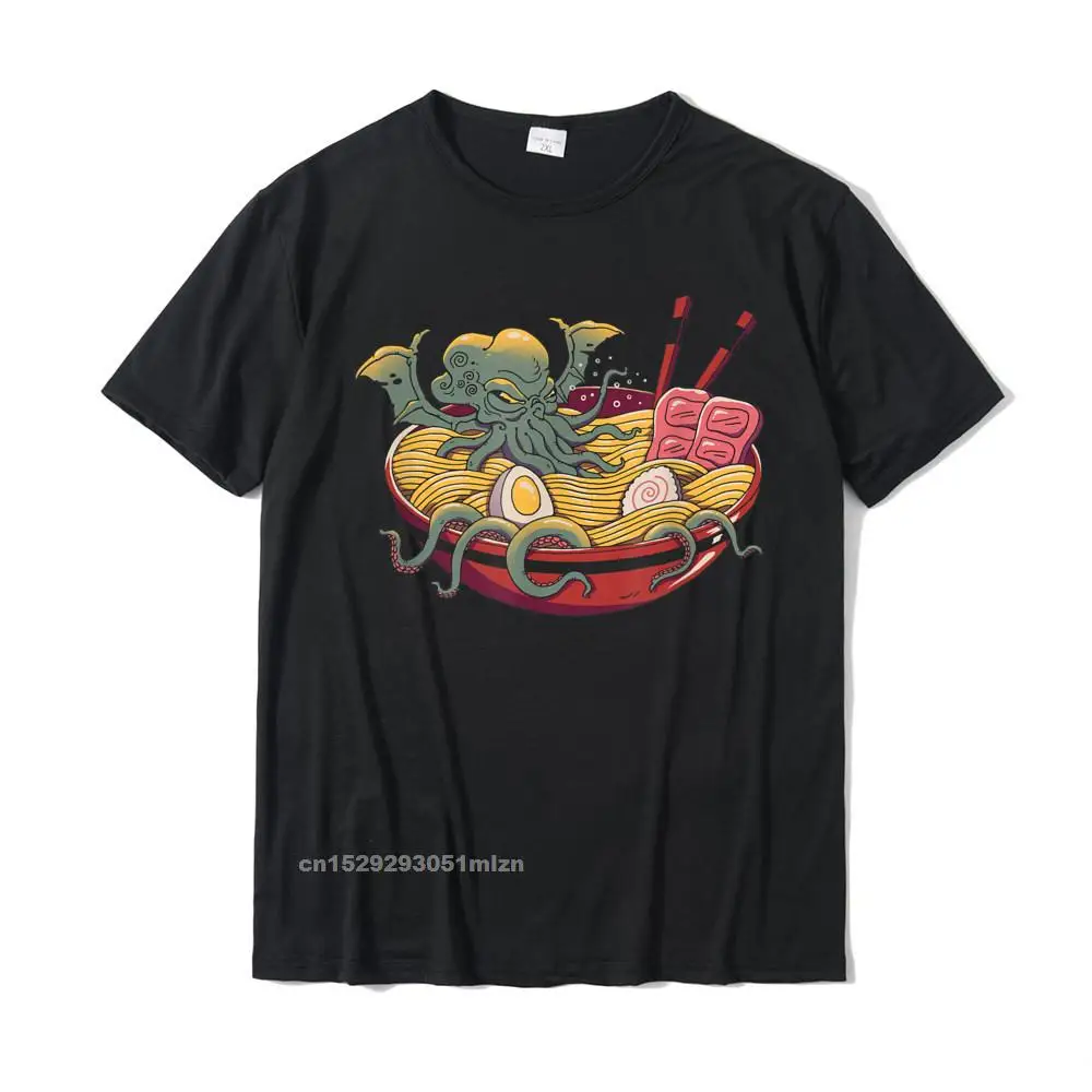 Prevailing Ramen Cthulhu T-Shirt__3215 Top T-shirts Crew Neck Pure Cotton Men Tops T Shirt Short Sleeve Summer/Autumn Tee Shirt Ramen Cthulhu T-Shirt__3215 black