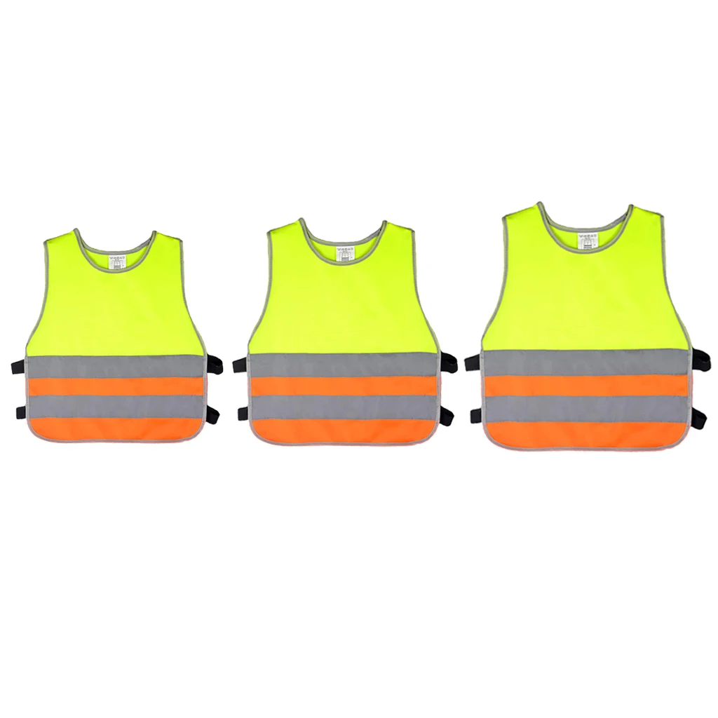Children Vest Safety Vest Gray Reflective Strips Hi Vis Traffic Clothing, S/M/L, 3 Pack
