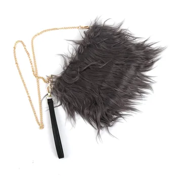 

Winter Women's Clutch Purse and Handbag Faux Fur Solid Color Evening Bag for Party Chain Shoulder Bag ZD1867