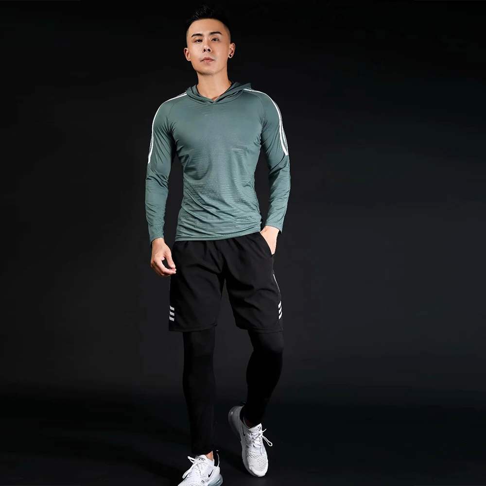 

Men's Quick Dry Compression Tracksuits Running Sport Suits Jogging Sets Sportswear Basketball Fitness Gym Exercise Clothes