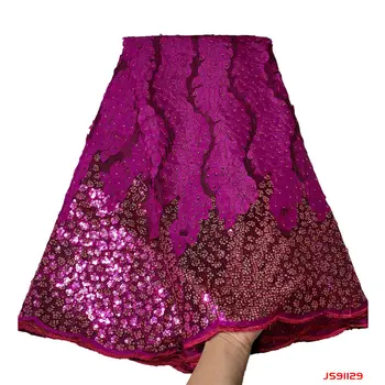 

5 yards Soft hand cut Elegant African french lace fabric Shiny wedding Nigeria Ghana celebration dress with sequins good choice