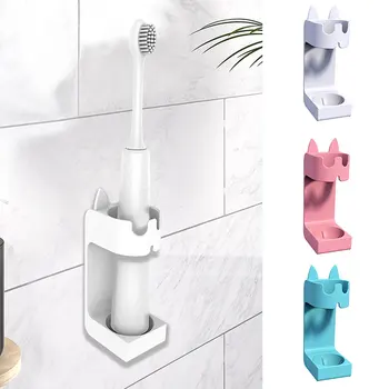 

Electric Toothbrush Holder Punch Free Cat Shape General Electric Toothbrush Holder Bathroom Storage Cute Detachable Convenient