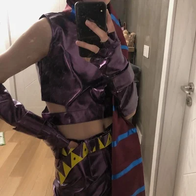 Аниме JoJo's Необычные Приключения Joseph Joestar костюм для косплея фиолетового цвета из искусственной кожи костюм на Хэллоуин Рождественский наряд унисекс