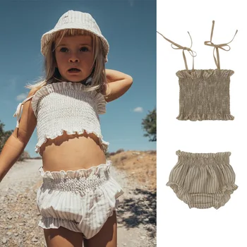 

2020 New Summer Lii Brand Condole Belt Bloomers Kids Tshirts For Girls Tee Shirt Enfant Fille Cotton Clothing B