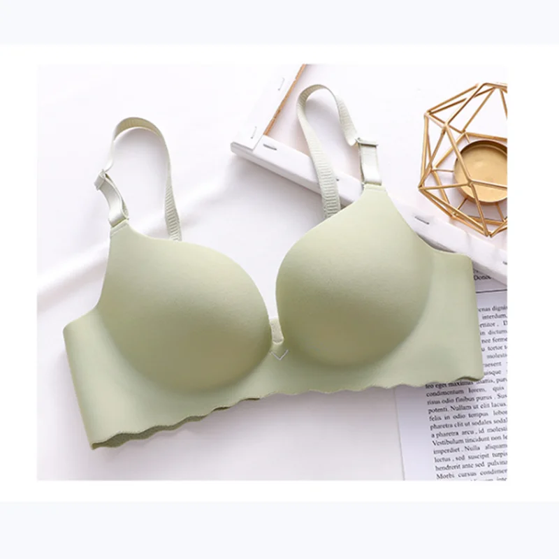 Sexy One-Piece Bra Women Wireless Breathable Underwear Gather Push Up  Simple Lingerie Seamless Bralette Candy Color нижнее белье