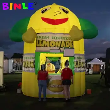 Buy Free Blower+Smile Face Inflatable Lemonade Stand With Printing Banner,inflatable Fast Food,lemonon Booth For Advertising
