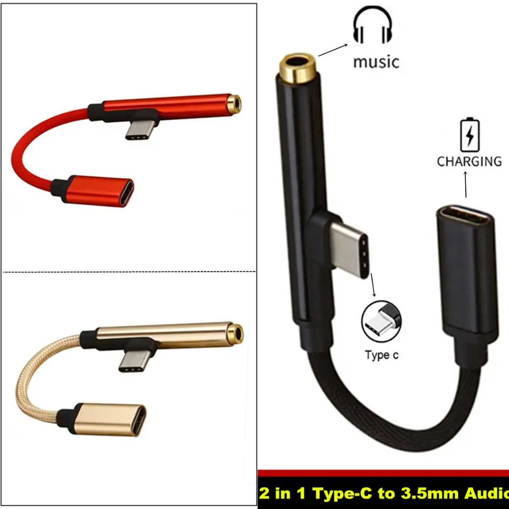 Адаптер для наушников/зарядного кабеля type C-type C/3 5 мм usb C-3 аудио адаптер 2 в 1