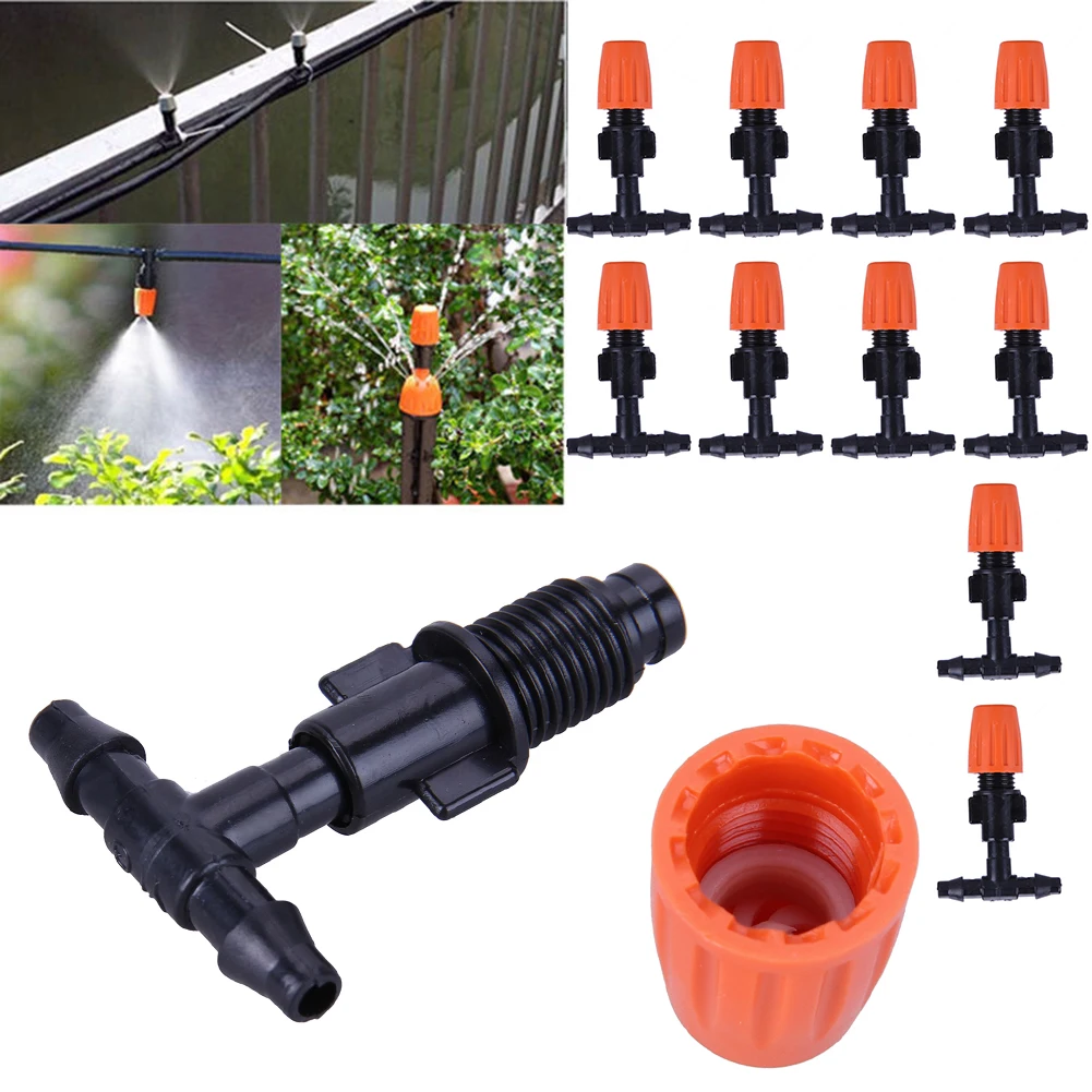 10pcs Nozzle Water Control Sprayer Diy Micro Drip Irrigation Plant Self Watering Garden Mist Sprinkler With Hose Sprinklers garden sprinkler,plants irrigation kits,plant waterer,irrigation sprinklers,garden irrigation nozzle,drip irrigation sprinklers,garden sprayer nozzles