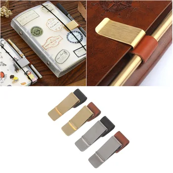 

4PCS Pen Clips Portable Brass Pen Clip Holder Pen Loop Pen Holder for Journals Clipboard Notebook
