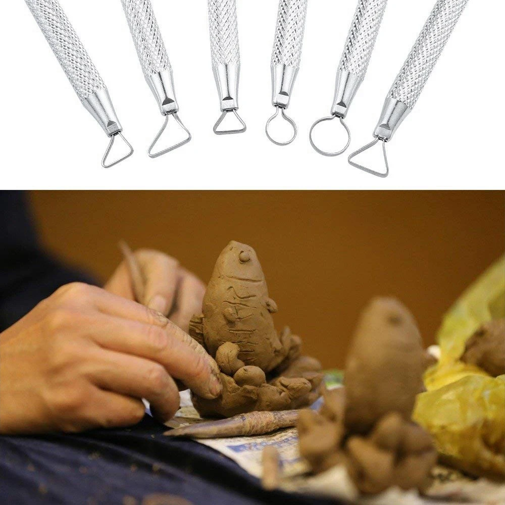 6Pcs Aluminum Ribbon Trimming Clay Pottery Sculpting Tools+4Pcs Clay Hole Cutters Pottery Clay Ceramic Tools+5Pcs Cla