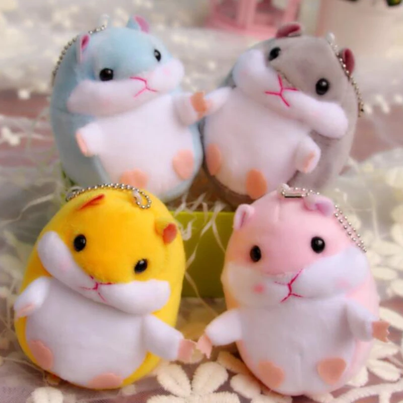 

Baby Kids Kawaii Cute Soft Pom Plush Cartoon Animal Small Hamster KeyChain Toy Doll Key Chain Stuffed Mouse Toy