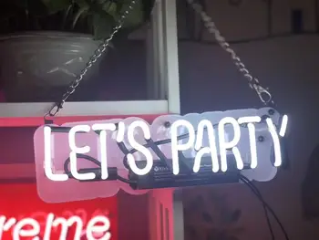 

Customized Colorful Acrylic Budweiser Logo Let's Party Letters Custom Neon Sign For Store Decoration