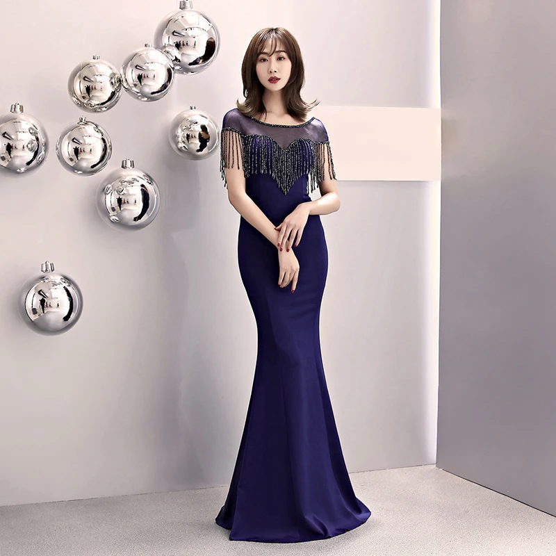 Elegant Crystal Mermaid Evening Dress Satin Long Party Dresses Women Evening Robe De Soir E Rouge Vestido Longo Dourado Festa