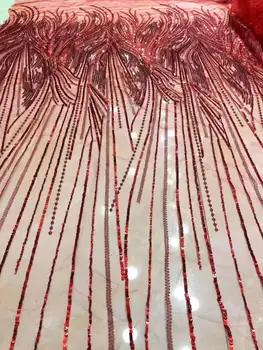 

Exquisite sequin embroidery French tulle African lace sequins Nigeria lace fabric for high-end dress evening dress 5 yards batch
