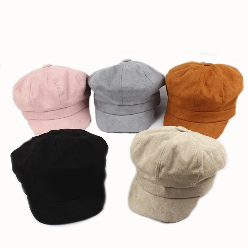 Women Beret Autumn Winter Octagonal Cap Hats beret hat winter wool Stylish Artist Painter Newsboy Caps Black Grey Beret Hats