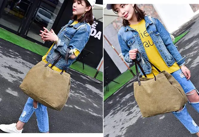 European and American casual women's simple canvas handbags,