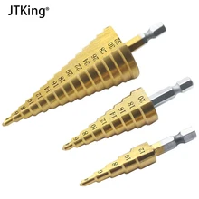 3 pieces HSS titanium-plated step drill bit high speed steel metal wood tapered drill 4-12 / 20/32mm hex bit set 3 pieces HSS titanium-plated step drill bit high speed steel metal wood tapered drill 4-12 / 20/32mm hex bit set