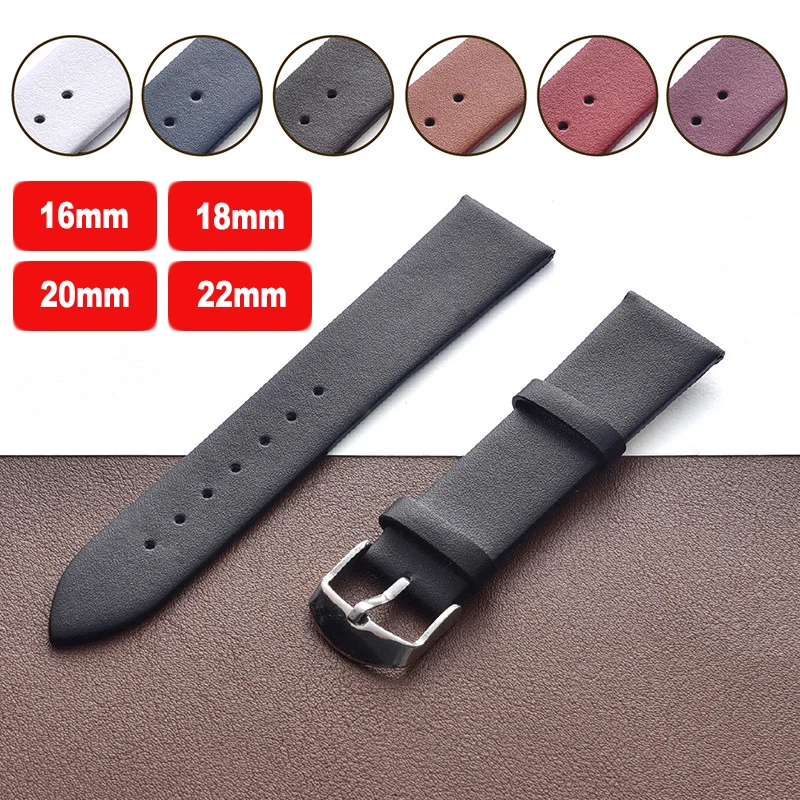 

16 18 20 22mm Genuine Leather Watch Band Fashion Soft Strap Watchbands with Pin Buckle for Galaxy Watch Huawei Amazfit Straps