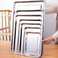 Stainless Steel Storage Metal Tray Rectangle Food Shallow Plates Serving Fruit Steaming Dish Tools Household Kitchen Accessories 1