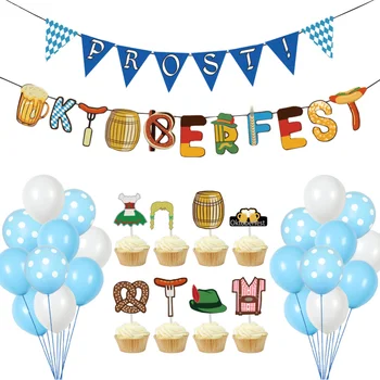 

27PCS Oktoberfest Party Decor Bunting Balloon Cake Topper Set for Oktoberfest
