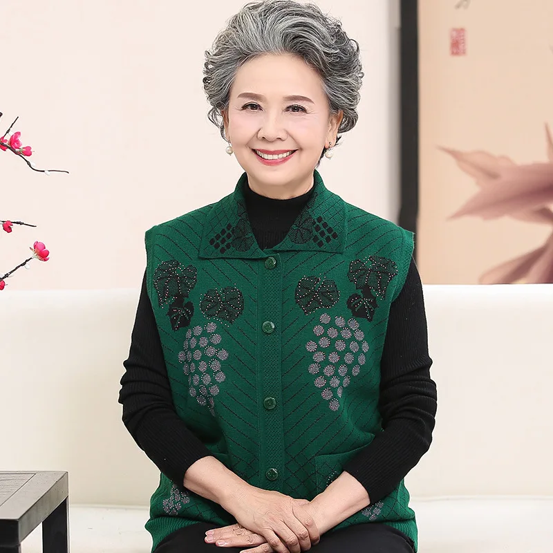 

Autumn And Winter New Style Ladies' Vest Middle-aged WOMEN'S Apparels Knitted Waistcoat Large Size Sweater Vest Casual Vest Midd