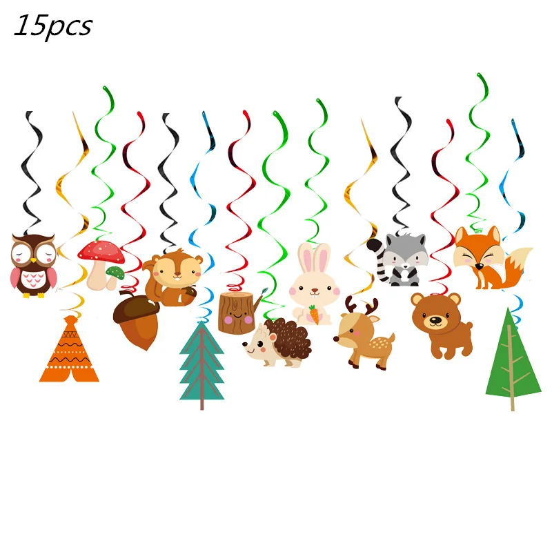 Woodland Forest Birthday Party Decor Animal Fox Raccoon Hedgehog Boys Disposable Tableware Set Cake Topper Plate Cup Supplies